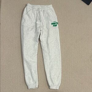 White Fox Boutique Gray Joggers with Green Logo